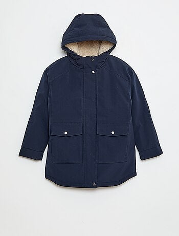 Parka con capucha y forro efecto borreguito