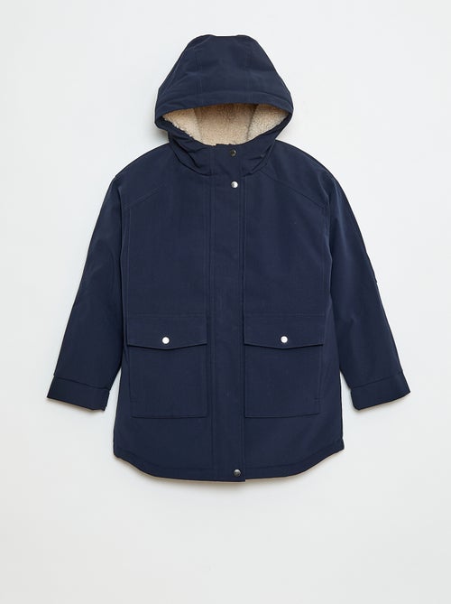 Parka con capucha y forro efecto borreguito - Kiabi
