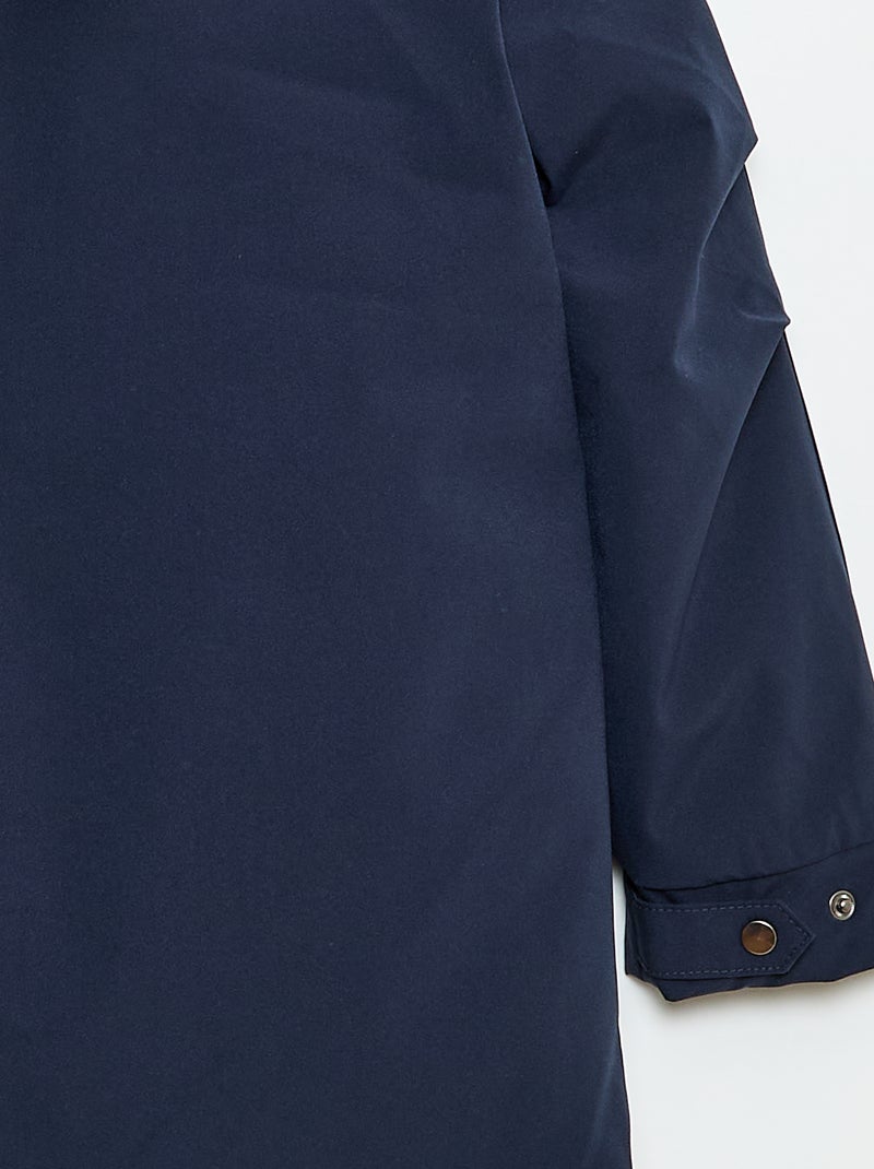 Parka con capucha y forro efecto borreguito Azul - Kiabi