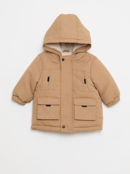 Parka con capucha y forro efecto borreguito - Kiabi