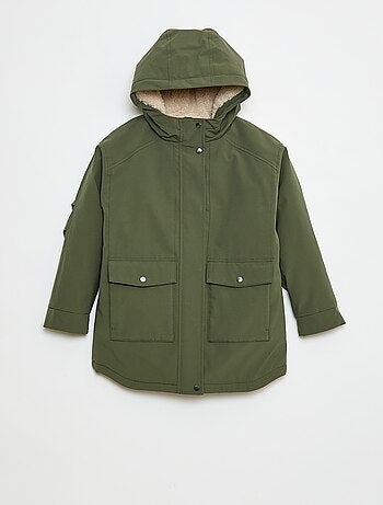 Parka con capucha y forro efecto borreguito