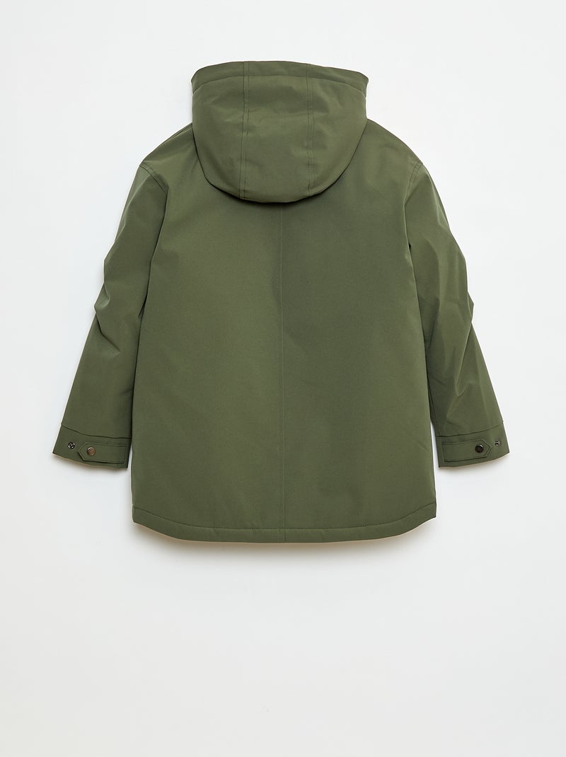 Parka con capucha y forro efecto borreguito Verde - Kiabi