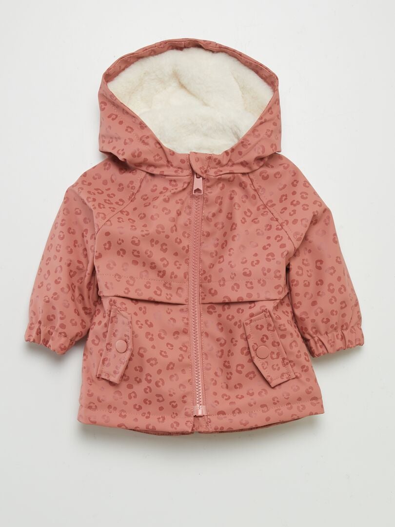 Parka con capucha y pelo sintético ROSA - Kiabi