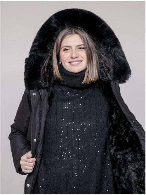 Parka con capucha y pelo sintético USMAR - Kiabi Parka con capucha y pelo sintético USMAR - Kiabi