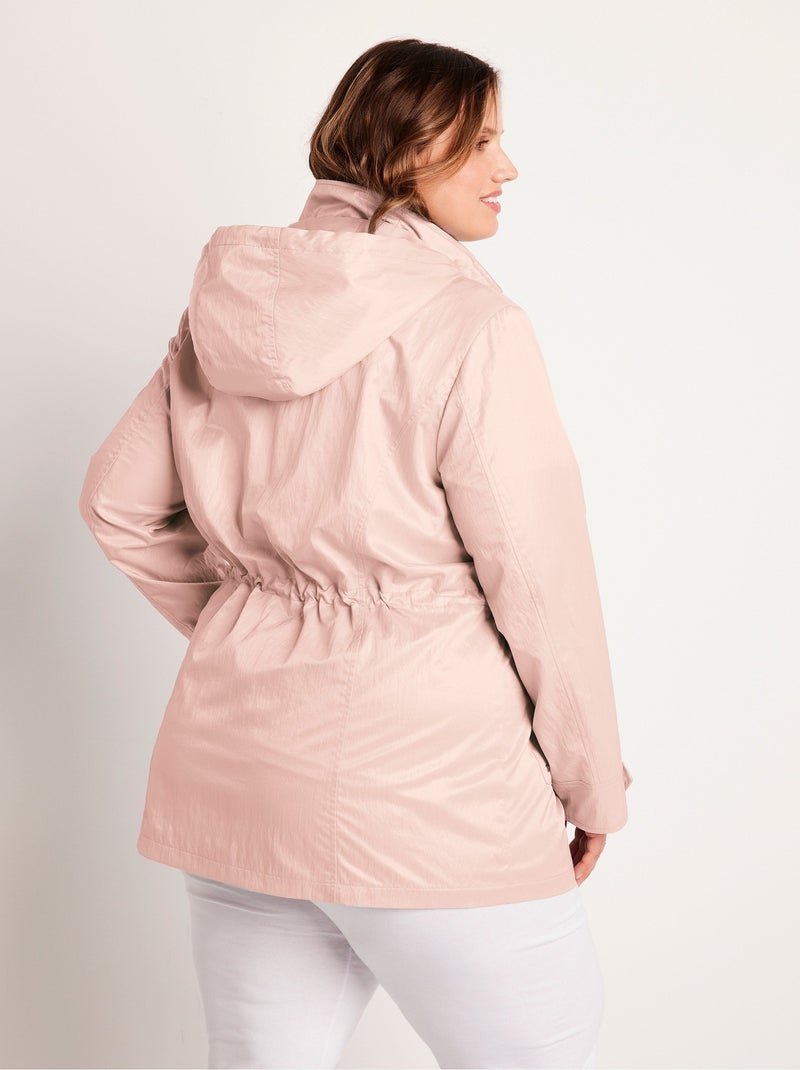 Parka con cremallera y cierre a presión, efecto satén - Afibel Rosa - Kiabi