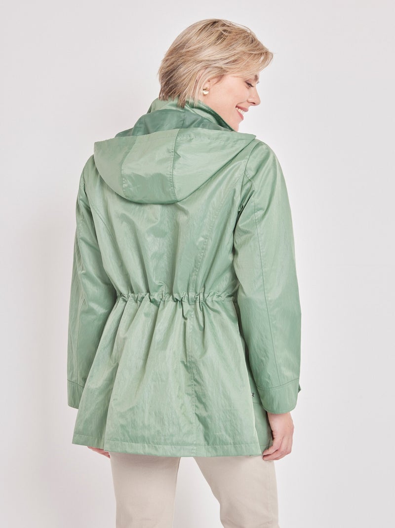 Parka con cremallera y cierre a presión, efecto satén - Afibel Verde - Kiabi