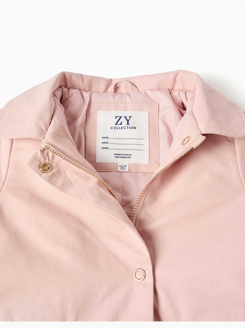 Parka con forro y capucha desmontable Rosa claro - Kiabi