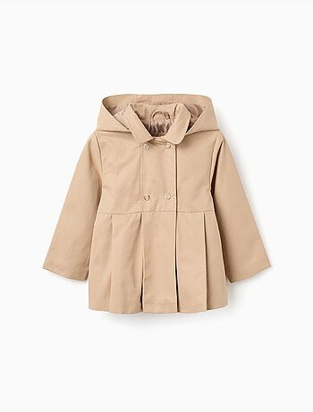 Parka con pliegues y capucha desmontable