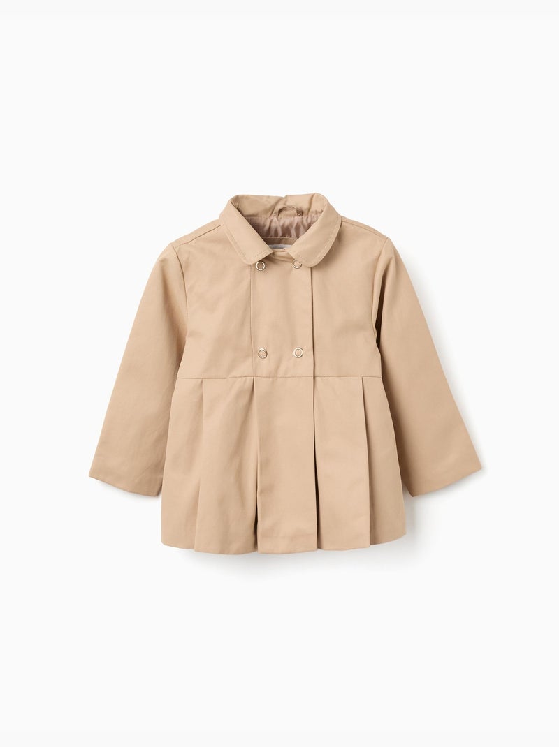 Parka con pliegues y capucha desmontable Beige claro - Kiabi