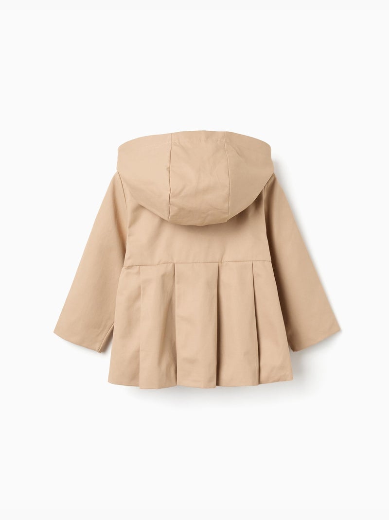 Parka con pliegues y capucha desmontable Beige claro - Kiabi