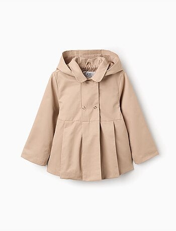 Parka con pliegues y capucha desmontable