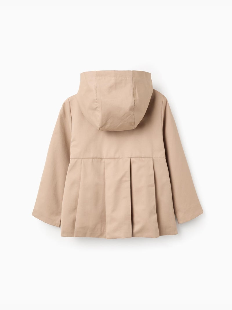 Parka con pliegues y capucha desmontable Beige claro - Kiabi