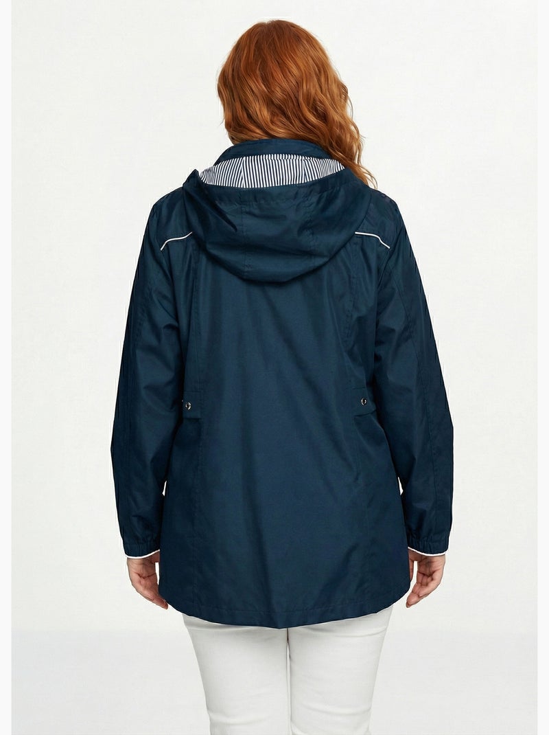 Parka corta ligera con cremallera y capucha - Afibel Azul - Kiabi