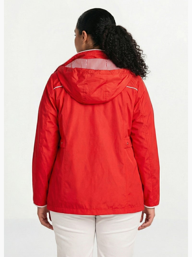 Parka corta ligera con cremallera y capucha - Afibel Rojo - Kiabi