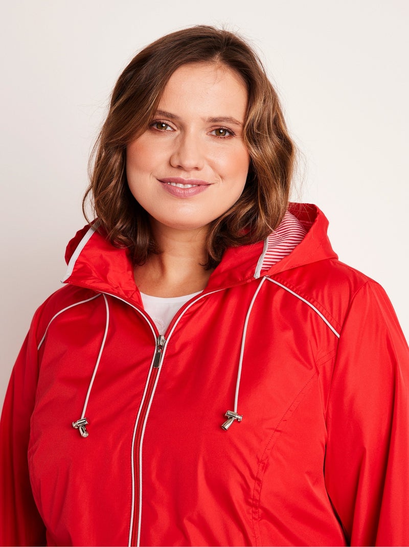 Parka corta ligera con cremallera y capucha - Afibel Rojo - Kiabi