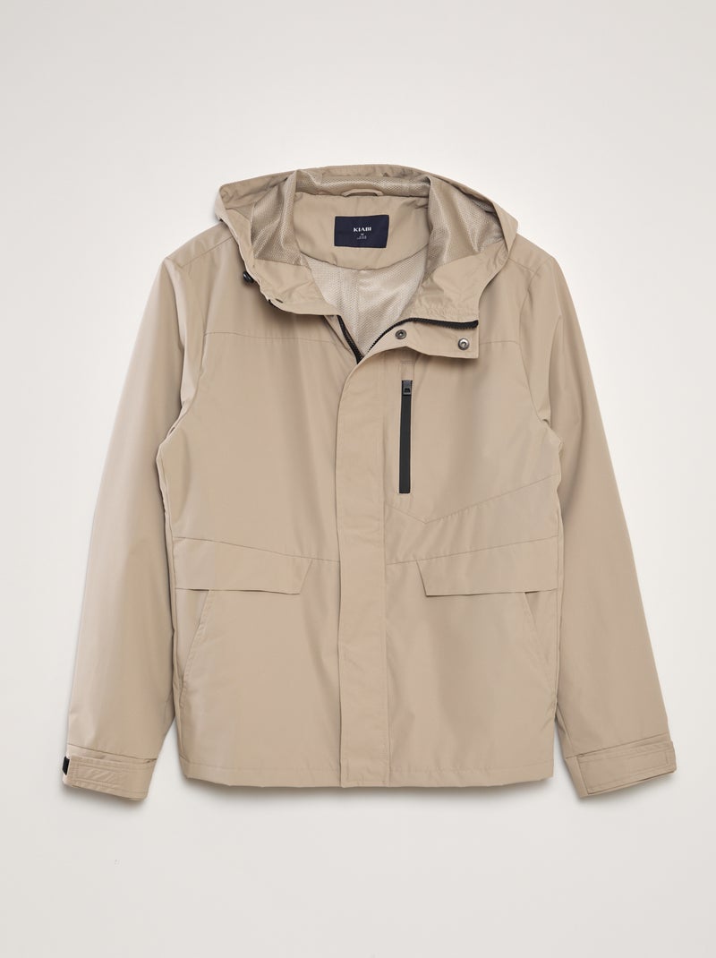 Parka corta y ligera con capucha beige - Kiabi