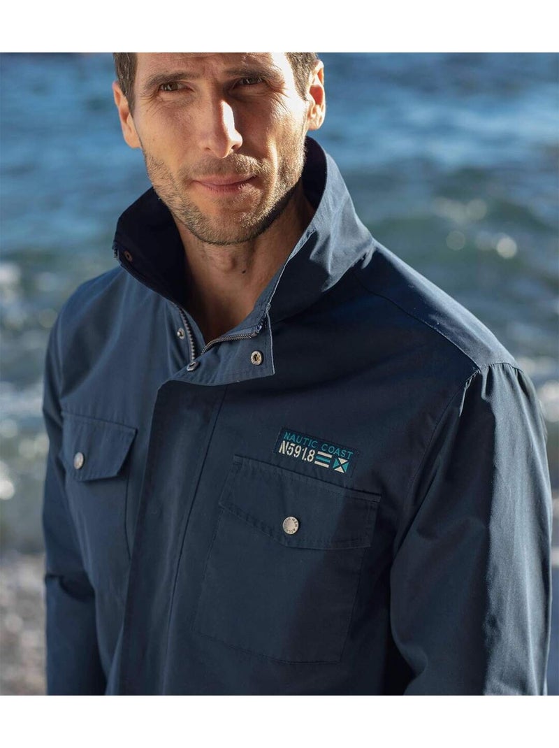 Parka cortavientos multibolsillos de microfibra Azul marino - Kiabi