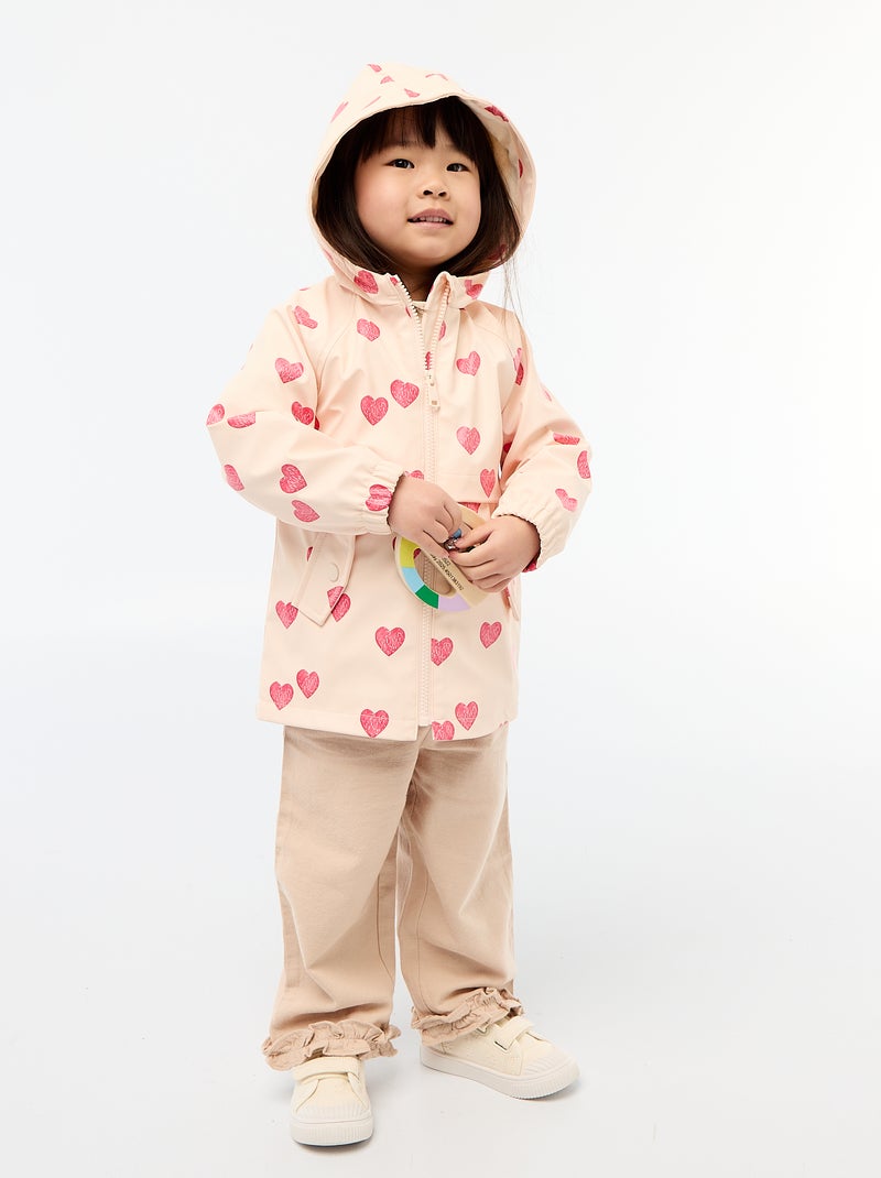 Parka de goma con capucha Rosa - Kiabi