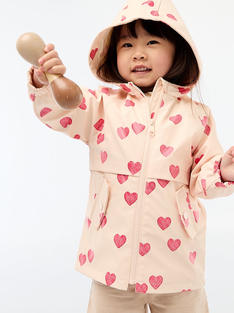 Parka de goma con capucha Rosa - Kiabi