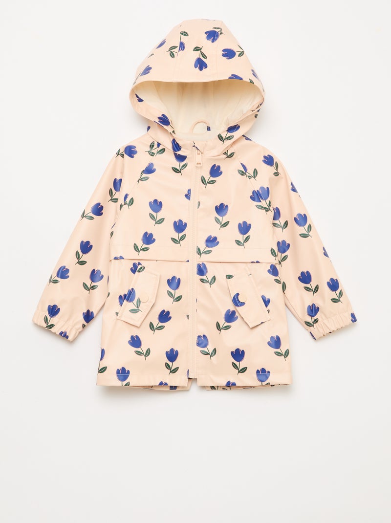 Parka de goma con capucha Rosa - Kiabi