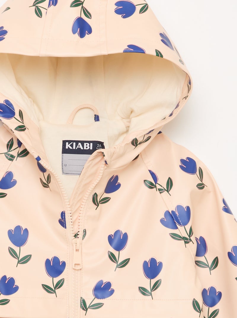 Parka de goma con capucha Rosa - Kiabi