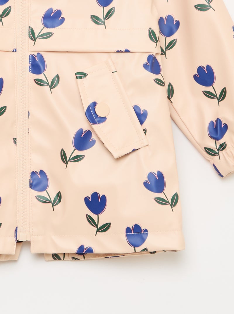 Parka de goma con capucha Rosa - Kiabi