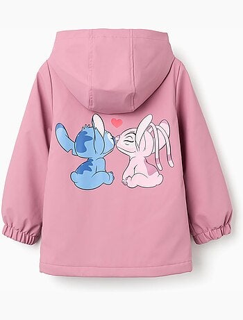 Parka de goma con capucha y estampado de Stitch y Angel