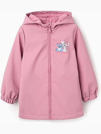 Parka de goma con capucha y estampado de Stitch y Angel