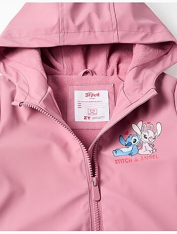 Parka de goma con capucha y estampado de Stitch y Angel