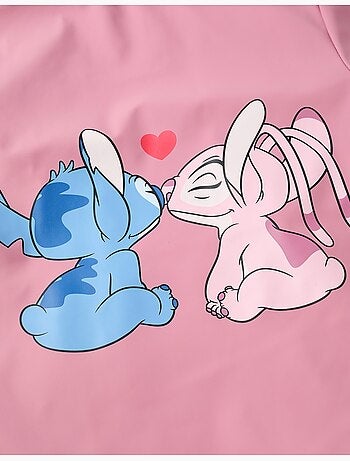 Parka de goma con capucha y estampado de Stitch y Angel