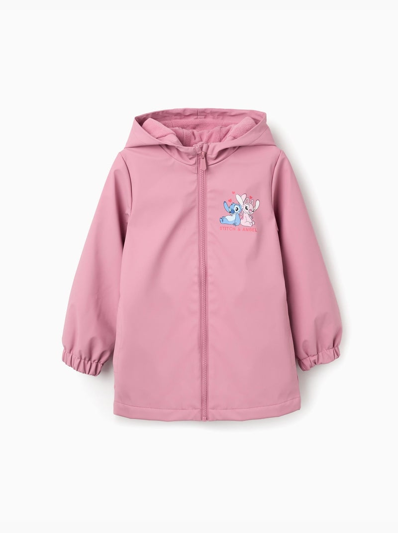 Parka de goma con capucha y estampado de Stitch y Angel Rosa oscuro - Kiabi