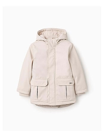 Parka de goma con capucha y forro en jersey