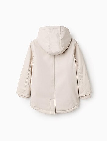 Parka de goma con capucha y forro en jersey