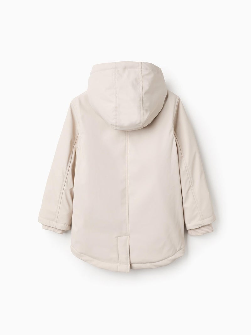 Parka de goma con capucha y forro en jersey Gris claro - Kiabi