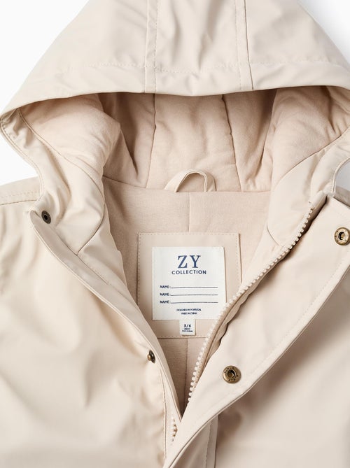 Parka de goma con capucha y forro en jersey - Kiabi
