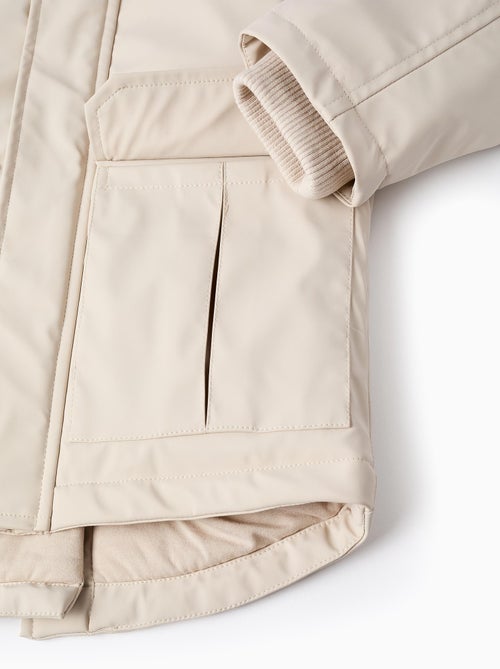 Parka de goma con capucha y forro en jersey - Kiabi