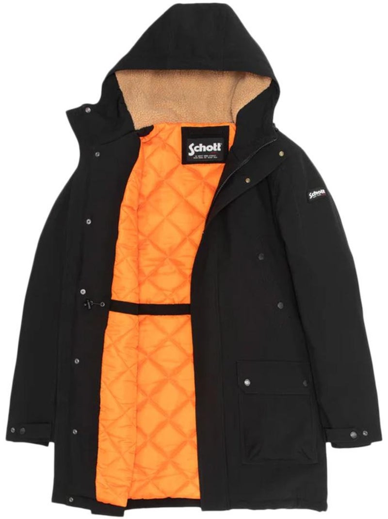 Parka de Hombre Schott con Forro Sherpa Negro - Kiabi