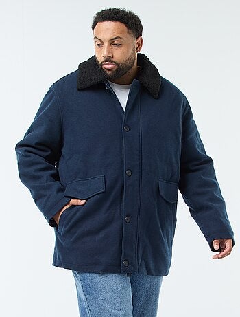 Parka de lana con cuello efecto borreguito