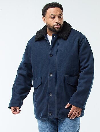 Parka de lana con cuello efecto borreguito