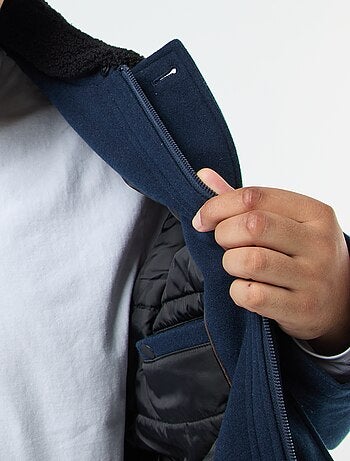 Parka de lana con cuello efecto borreguito
