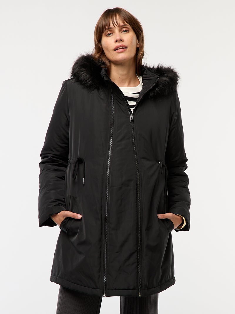 Parka de maternidad con detalle para portear al bebé Negro - Kiabi