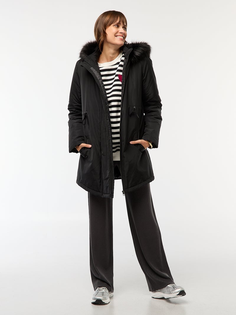 Parka de maternidad con detalle para portear al bebé Negro - Kiabi