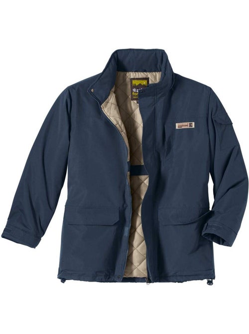 Parka de microfibra multibolsillos con capucha integrada y cuello alto - Kiabi
