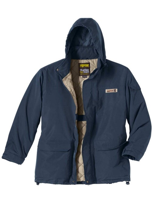 Parka de microfibra multibolsillos con capucha integrada y cuello alto - Kiabi