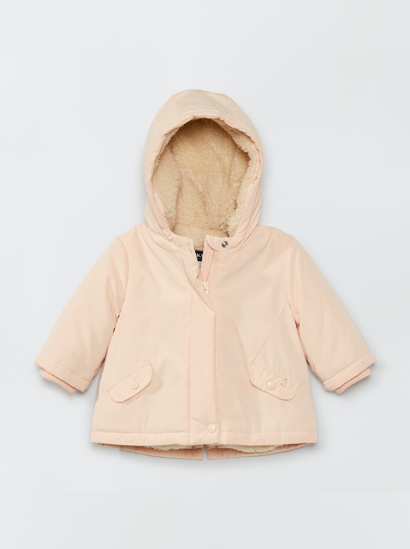Parka de microfibra y pelo BEIGE - Kiabi