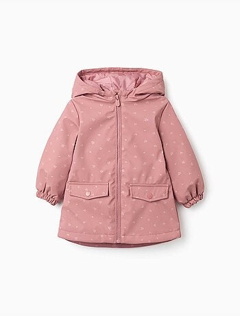 Parka engomada acolchada con capucha y bolsillos