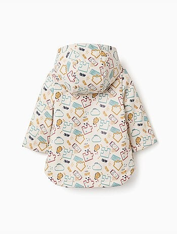 Parka engomada acolchada con capucha y estampado