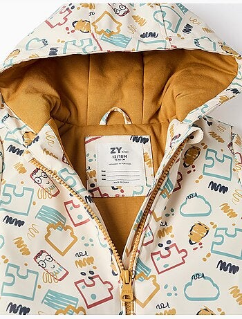 Parka engomada acolchada con capucha y estampado