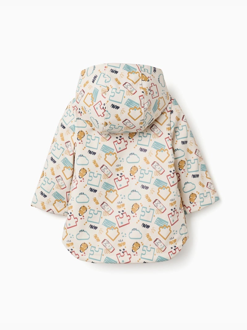 Parka engomada acolchada con capucha y estampado Blanco - Kiabi