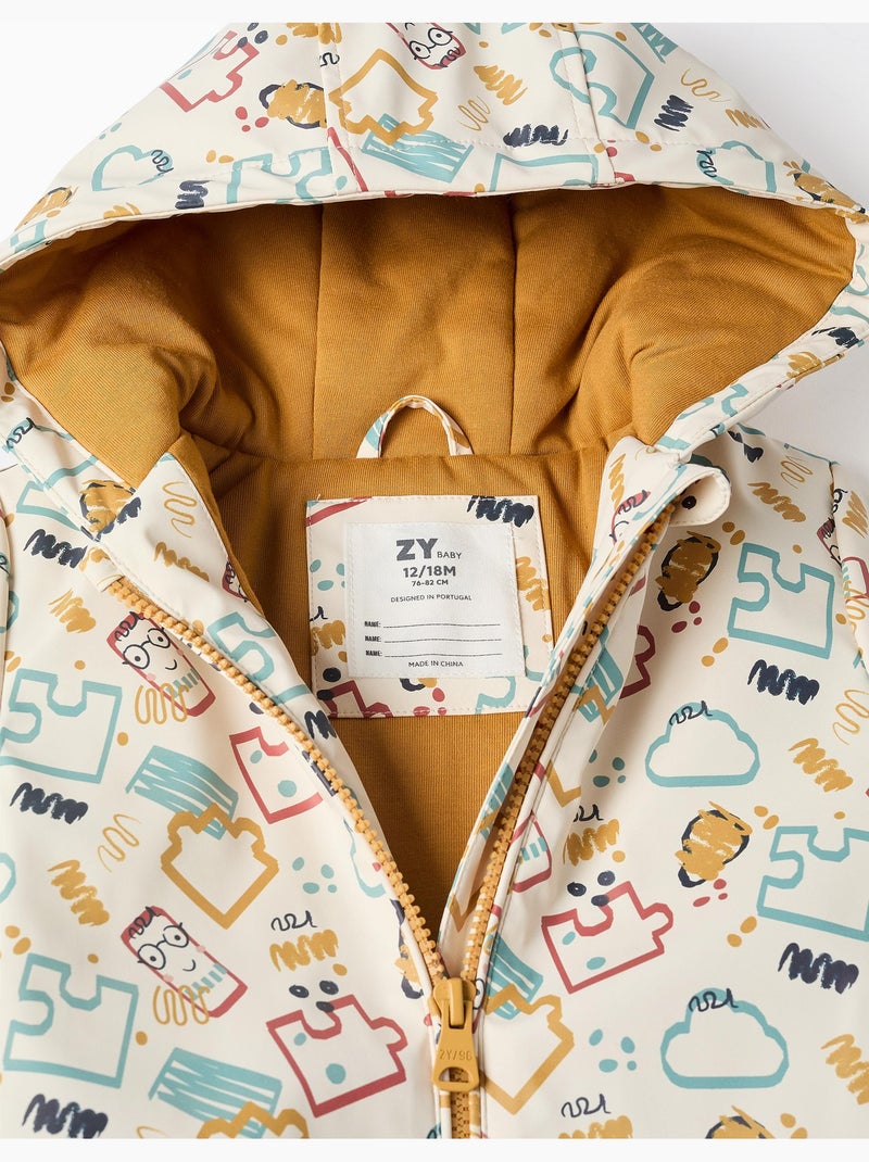 Parka engomada acolchada con capucha y estampado Blanco - Kiabi